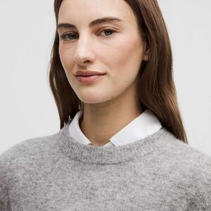 A.L.C. Heather Grey Italian Alpaca Wool Blend Asymmetric Cropped Sweater Size m